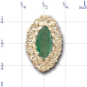 A1609 14K MARQUISE SAKOTA EMERALD FILIGREE SLIDE 